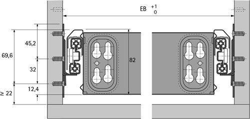 GELEIDER Quadro D25 HETTICH CE lade staal*VUB*EB292*max.25kg*-2