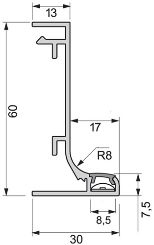 GREEPPROFIEL GOLA L LED   MEFF CE zilver geanodiseerd*Lengte 3500mm-2