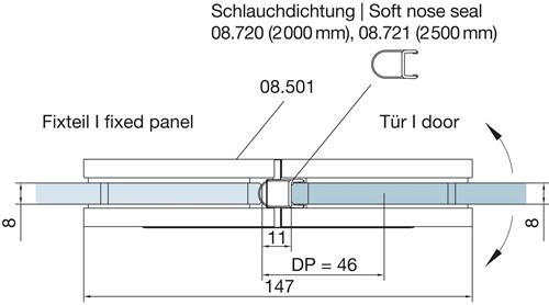 DOUCHEDEURSCHARNIER DORMA GLAS CE messing glansverchroomd*180°*glas-glas*-3