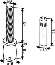 DRAAIPUNT GLASDEUR DORMA CE zilver geeloxeerd*messing plug