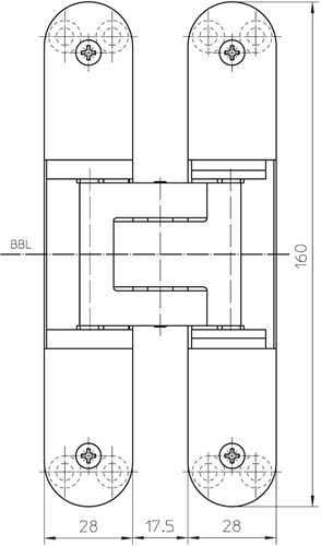 DEURSCHARNIER 3D SIMONSWERK CE stompe deur*28x160mm*max.80kg*-2