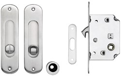 SCHUIFDEURSLOT COMPLEET  MARCHESI CE inclusief greepset messing mat verchroomd*
