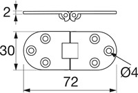 MEUBELSCHARNIER NAAITAFEL SISO CE messing rvs look *vlakliggend*2pennen*-2