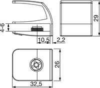 GLASDEURGREEP SQUARE SISO CE zink matverchroomd*glas 4- 6mm*-3