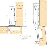 MEUBELSCHARNIER ZWAAR 95° LAMP CE opschroef*vernikkeld*m/veer*25-40kg*-2