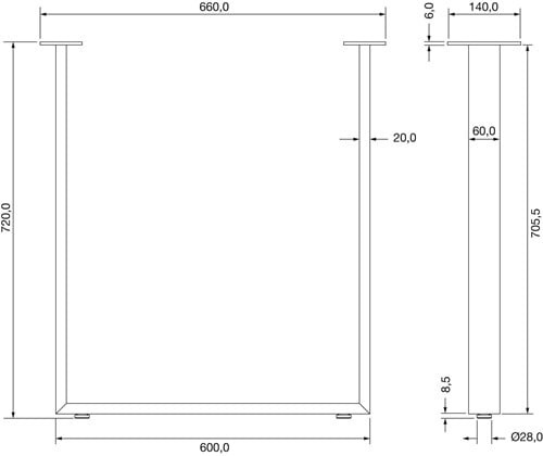 TAFELPOOT U-MODEL SIMAUSROM CE rvs geborsteld*verstelbaar*max.120kg-3