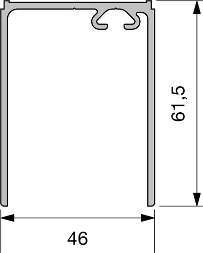 GELEIDERAIL PLAFOND SOLIDO CE aluminium geanodiseerd*L= 6000mm