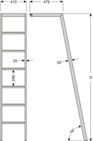 BIBLIOTHEEKLADDER SCALA CINETTO CE staal zwart gecoat*lange arm   479mm*