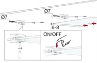 GLASPLAATDRAGER 12V LED FURNIKA CE alu kleur*3leds*4200K*glasdikte 6-8mm*-3