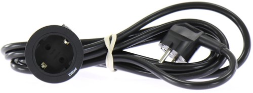 STOPCONTACT INBOUW 230V EVOLINE® CE kunststof zwart*met afdekring*3mtr kabel*
