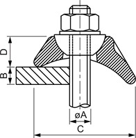 PROFIELKLEM STAAL BEAMCLAMP CE B 3-15mm*C 54mm*D 21mm*Br.41mm-2