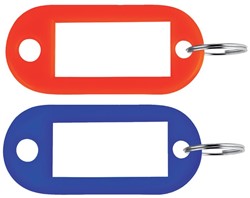 SLEUTELLABEL KUNSTSTOF MEFF CE * 5 stuks rode en 5 stuks blauwe labels*