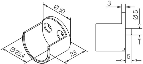 ROEDEDRAGER GRACE 2G G-FITTINGS CE zamac zwart design*voor buis ø25,4mm*-2