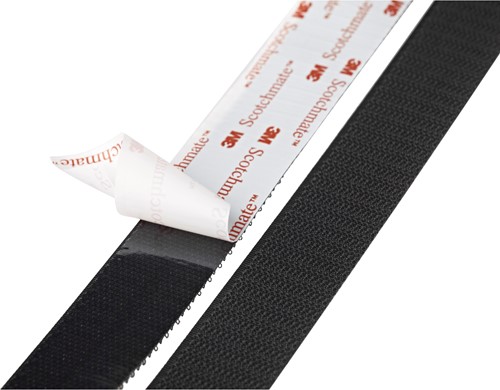 KLITTENBAND ZWART LUS 3M CE zelfklevend*re-usable*2,1N/cm²