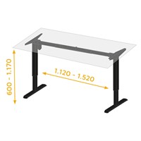 ONDERSTEL voor TAFEL EMUCA CE elektrisch*B1120-1520mm*<55kg*-2