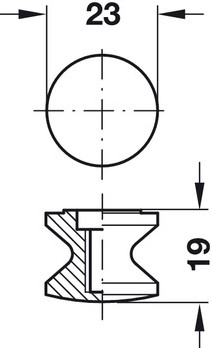 DRUKKNOP voor Push-Lock MEFF CE messing verchroomd gepolijst*H19-2