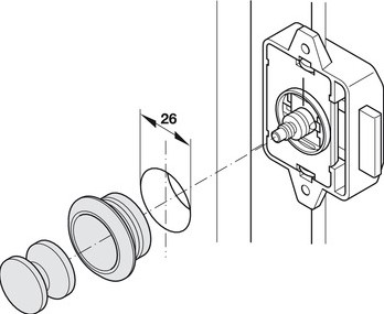 DRUKKNOP voor Push-Lock MEFF CE messing verchroomd gepolijst*H19-3