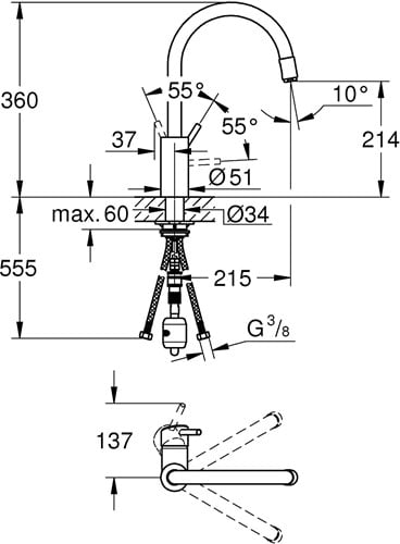 KEUKENKRAAN CONCETTO GROHE CE eengats*uittrekbare straalregelaar*-2