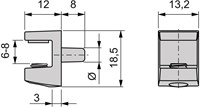 GLASPLAATDRAGER model EVO EMUCA CE zamac zwart*boren ø5mm*18,5x13,2mm-2