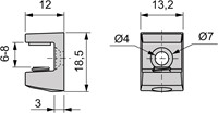 GLASPLAATDRAGER model EVO EMUCA CE zamac vernikkeld*opschroef*18,5x13,2mm-2