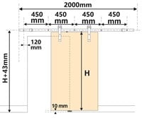 SCHUIFDEURBESLAG BARNDOOR EMUCA CE staal zwart gecoat*                    *max.100kg*-3