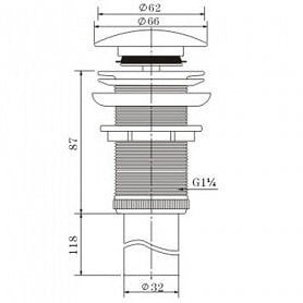 AFVOERPLUG POP-UP TEAKEA CE zonder overloop*plug ø66mm*-3