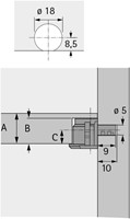 PLANKDRAGER ALFASTOP HETTICH CE inboor*boormaat 18mm*max.L50-3