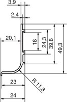 BINNENHOEK KUNSTSTOF SCHÜCO CE kunststof zwart * greeplijst Aktor-L-3