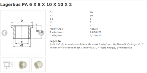 LAGERBUS met KRAAG PA MEFF CE kunststof polyamide (nylon PA)-3