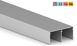 BOVENRAIL PLACARD 74   EMUCA CE mat geanodiseerd*dubbel*74x34mm