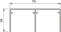 BOVENRAIL PLACARD 74   EMUCA CE mat geanodiseerd*dubbel*74x34mm-2