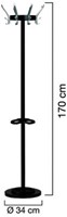 KAPSTOK STAAND ROND MODEL UNILUX CE staal/aluminium zwart gecoat*8x3V haken*-3