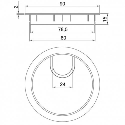 KABELDOORVOER ROND MEFF CE metaal met borstel*ø 90x2,0mm*-2