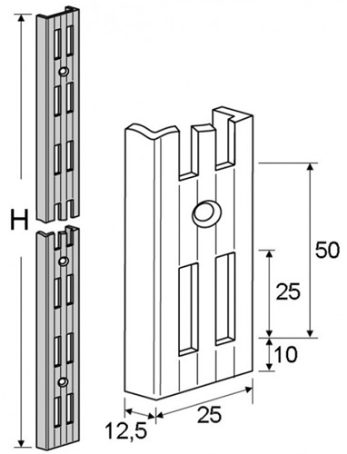 WANDRAIL DUBBEL  ELEMENT CE wit Ral9003*voor dragers sys50*-2